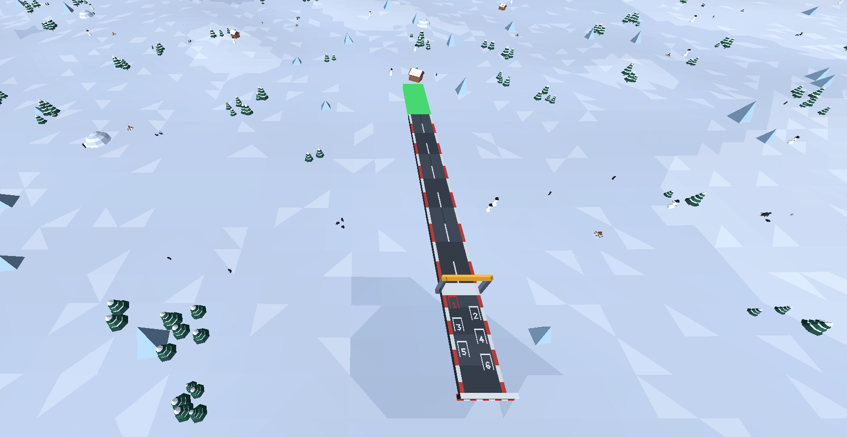 CrashFest Track Builder — a custom circuit being assembled in the snowfield